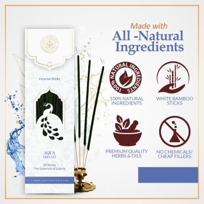 Luxuriate: Aqua Breeze Organic,Natural and Non-Toxic Incense Sticks- Contains 20 Incense Sticks