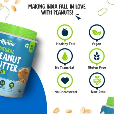 Alpino: Natural Peanut Butter Powder - Unsweetened - 400gm