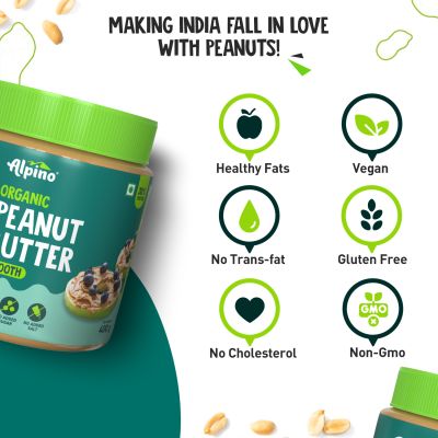 Alpino: Organic Natural Peanut Butter Smooth - 400gm