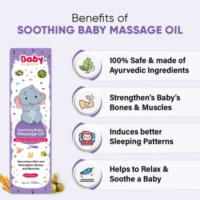 BabyOrgano: Soothing Baby Massage Oil - For 0 to 5 Year's Kid's - 100ml