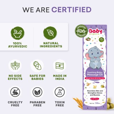 BabyOrgano: Soothing Baby Massage Oil - For 0 to 5 Year's Kid's - 100ml