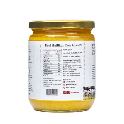 KUDEJ: Desi Hallikar Cow A2 Ghee - Pack of 2 (500ml each)