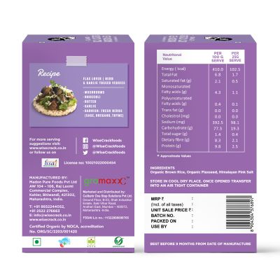 WiseCrack: Organic Rice Cakes - Flax Lovers & Quinoa Power - Pack of 2 (125gm each)
