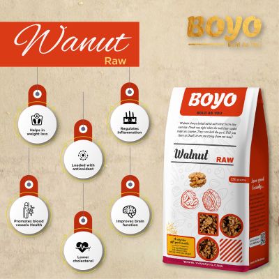 BOYO: 100% Natural California Walnut Kernels Without Shell - 250gm