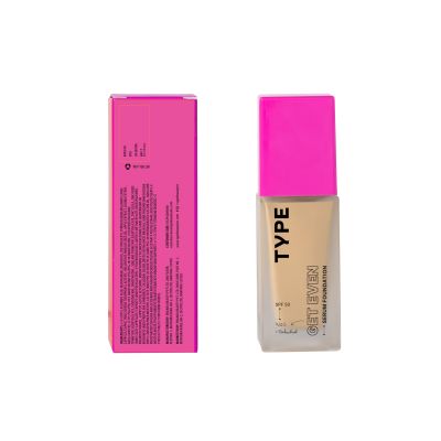 Type Beauty: Get Even, Serum Foundation, For Dark Spots & Dullness Spf 50, Pa++++ - Biscotti - 30Ml