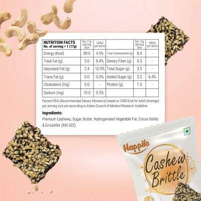 Happilo: Celebrations Premium Cashews Brittle Pack - Pack of 12 - 17gm each