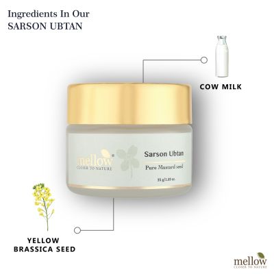 Mellow Herbals: Sarson Ubtan with Sarson Seed and Cow Milk for Smooth and Toned Skin - 100gm