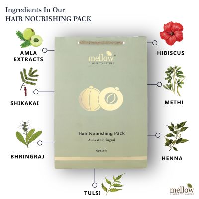 Mellow Herbals: Hair Nourishing Pack for Deep Nourishment of Hair and Promotes Shiny and Healthy Hair - 75gm