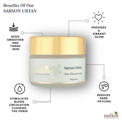 Mellow Herbals: Sarson Ubtan with Sarson Seed and Cow Milk for Smooth and Toned Skin - 100gm