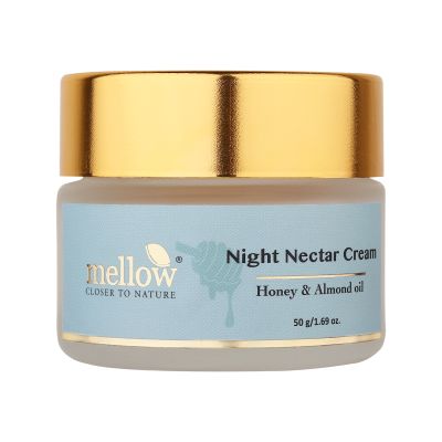 Mellow Herbals: Night Nector Cream with Almond and Honey for All Skin Type to Lightens and Brightens the Skin - 50gm