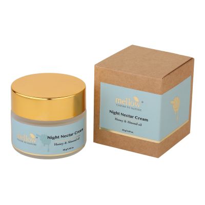 Mellow Herbals: Night Nector Cream with Almond and Honey for All Skin Type to Lightens and Brightens the Skin - 50gm