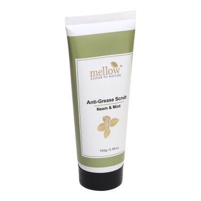 Mellow Herbals: Anti Grease Scrub with Mint, Neem, Oat Grains to Deep Cleanse and Improve Blood Circulation - 100gm