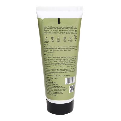 Mellow Herbals: Anti Grease Scrub with Mint, Neem, Oat Grains to Deep Cleanse and Improve Blood Circulation - 100gm