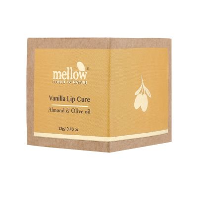 Mellow Herbals: Vanilla Lip Cure with Almond, Wheat Germ & Olive Oil for Dry & Chapped Lips - 12gm