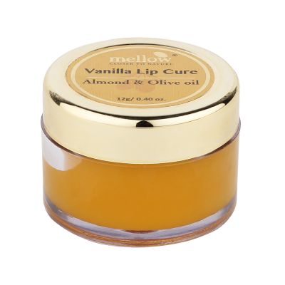 Mellow Herbals: Vanilla Lip Cure with Almond, Wheat Germ & Olive Oil for Dry & Chapped Lips - 12gm