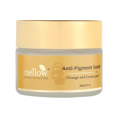 Mellow Herbals: Anti Pigment Face Scrub with Orange and Lemon Peel to Remove Pigmentation and Blackheads - 20gm