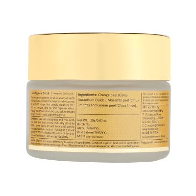 Mellow Herbals: Anti Pigment Face Scrub with Orange and Lemon Peel to Remove Pigmentation and Blackheads - 20gm