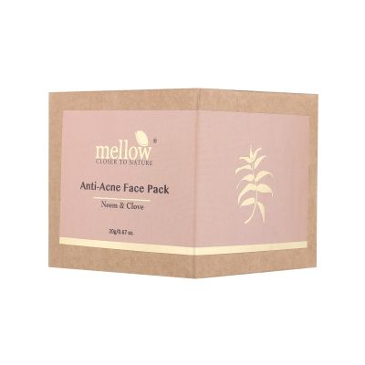Mellow Herbals: Anti Acne Face Pack With Neem Bark, Clove and Multani Mitti For Pimple And Acne Free Skin - 50gm