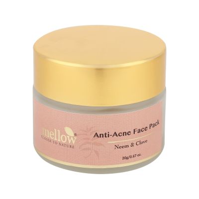 Mellow Herbals: Anti Acne Face Pack With Neem Bark, Clove and Multani Mitti For Pimple And Acne Free Skin - 50gm