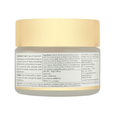 Mellow Herbals: Anti Wrinkle Cream with Arjuna Bark and Green Apple Extracts to Moisturize and tightens Skin - 50gm