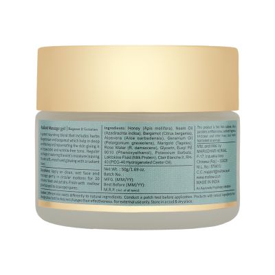 Mellow Herbals: Radiant Massage Gel with Bergamot, Germanium Oil and Neem to Heal Oily and Acne Prone Skin - 50gm