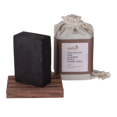 Mellow Herbals: Chocolate & Almond Khali Body Scrub Soap - 100gm