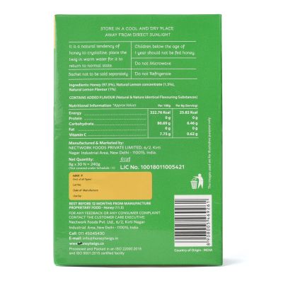 Honey Twigs: Lemon Honey - 240gm- 30 Sachets