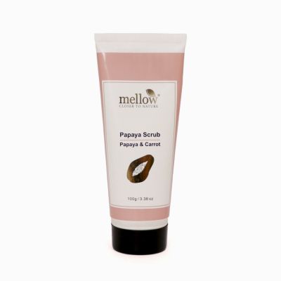 Mellow Herbals: Papaya Scrub with Papaya, Walnut, Lemon and Orange to Remove Dead Skin Cells, Unclog Pores - 100gm