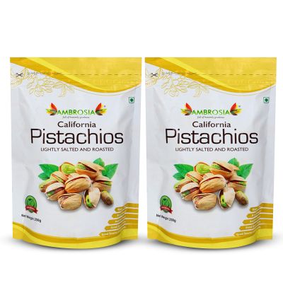 Ambrosia: California Roasted & Salted Pistachios - Pack of 2 - 250gm each
