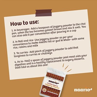 Naario: Iron Rich Organic Jaggery Powder - 500gm