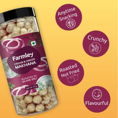 Farmley: Roasted & Flavored Makhana - Cream & Onion Jar - Pack of 2