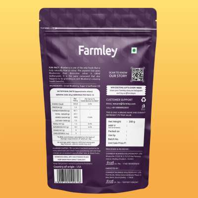 Farmley: Premium Dried Blueberries - 200gm