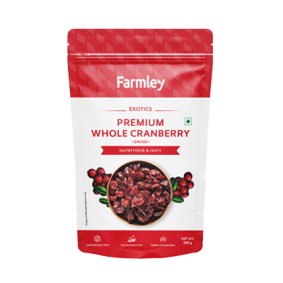 Farmley: Premium California Whole Dried Cranberries Farmley Standee Pouch 200 g