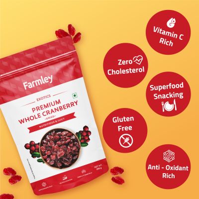 Farmley: Premium California Whole Dried Cranberries Farmley Standee Pouch 200 g