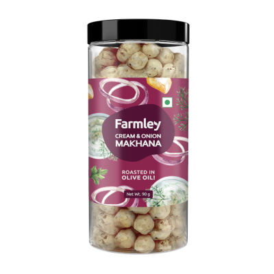 Farmley: Roasted & Flavored Makhana - Cream & Onion Jar - Pack of 2