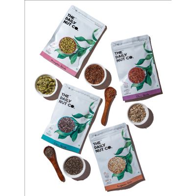 The Daily Nut Co.: Sunflower, Flax, Chia, Pumpkin Seeds Combo - Pack of 4 - 250gm each