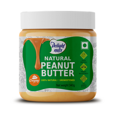 Delight nuts: Natural Peanut Butter Creamy - 340gm