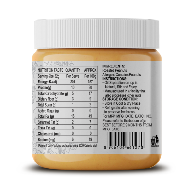 Delight nuts: Natural Peanut Butter Creamy - 340gm