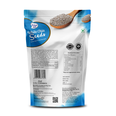 Delight nuts: White Chia Seeds -Delicious Seeds for a Nutritious Snack - 200gm