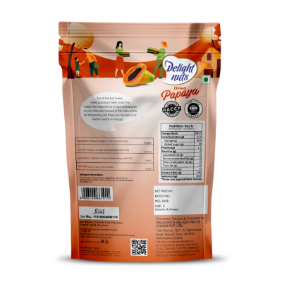 Delight nuts: Dried Papaya - Made by Natural Fruit - 200gm