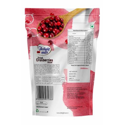 Delight nuts: Cranberries Sliced - Premium Quality - 200gm