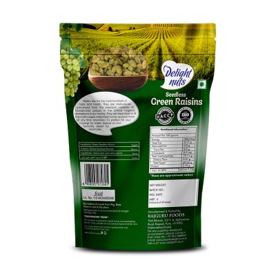Delight nuts: Seedless Green Raisins- Premium Quality - 200gm