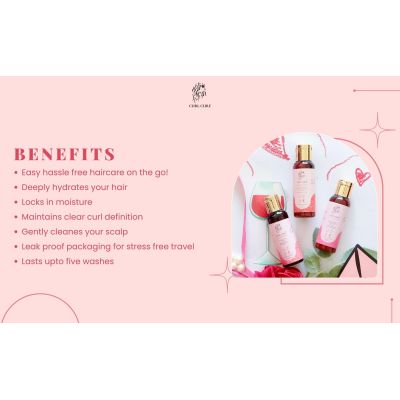 Curl Cure: Travel Kit - Shampoo , Deep Conditioner & Curl Cream- 50gm