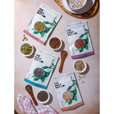 The Daily Nut Co.: Sunflower, Flax, Chia, Pumpkin Seeds Combo - Pack of 4 - 250gm each