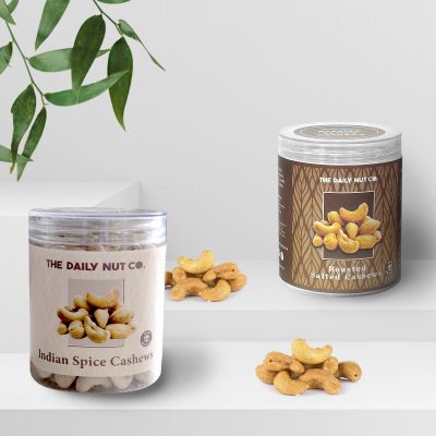 The Daily Nut Co.: Indian Spice Cashew And Roasted Salted Cashew - Pack of 2 - 250gm each