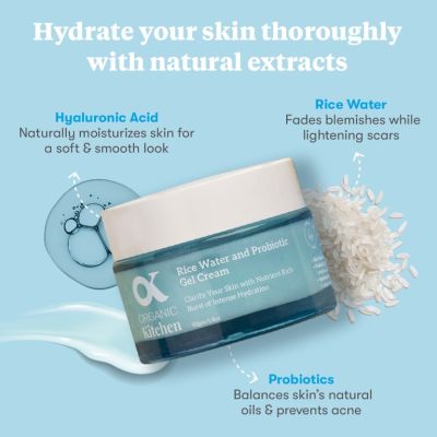 Organic Kitchen: Rice Water and Probiotic Gel Cream - 50gm