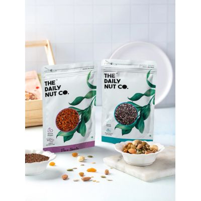 The Daily Nut Co.: Premium Flax And Chia Seeds Combo - Pack of 2 - 250gm each