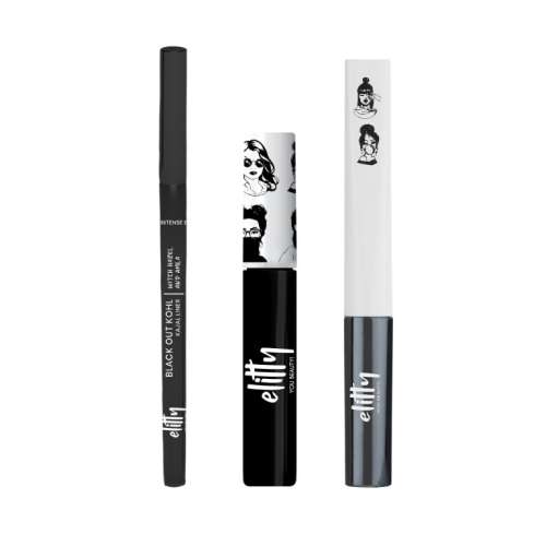 Elitty Beauty: Eye Gotta Feeling (Eyeliner, Kajal, Mascara) - Ultimate Black Combo