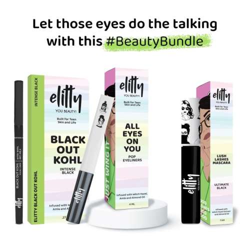Elitty Beauty: Eye Gotta Feeling (Eyeliner, Kajal, Mascara) - Ultimate Black Combo