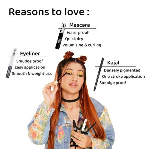 Elitty Beauty: Eye Gotta Feeling (Eyeliner, Kajal, Mascara) - Ultimate Black Combo